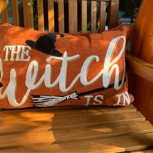 Orange Halloween Witch Pillow
